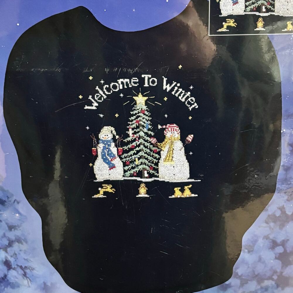 Wearable Christmas Cross Stitch Kit Welcome to Winter Snowmen Candamar Designs